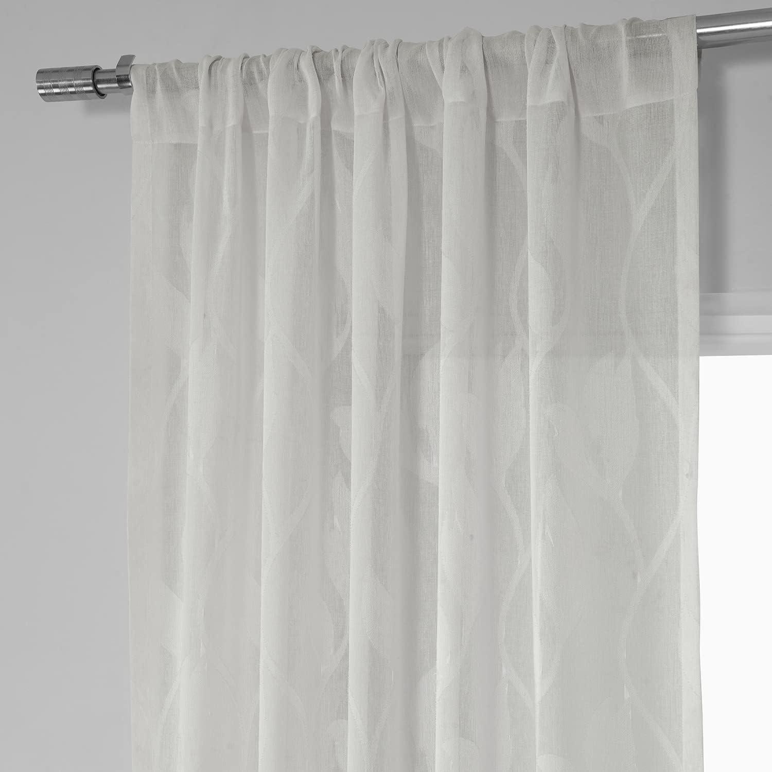 White Sheer Linen-Blend 108" Window Panel