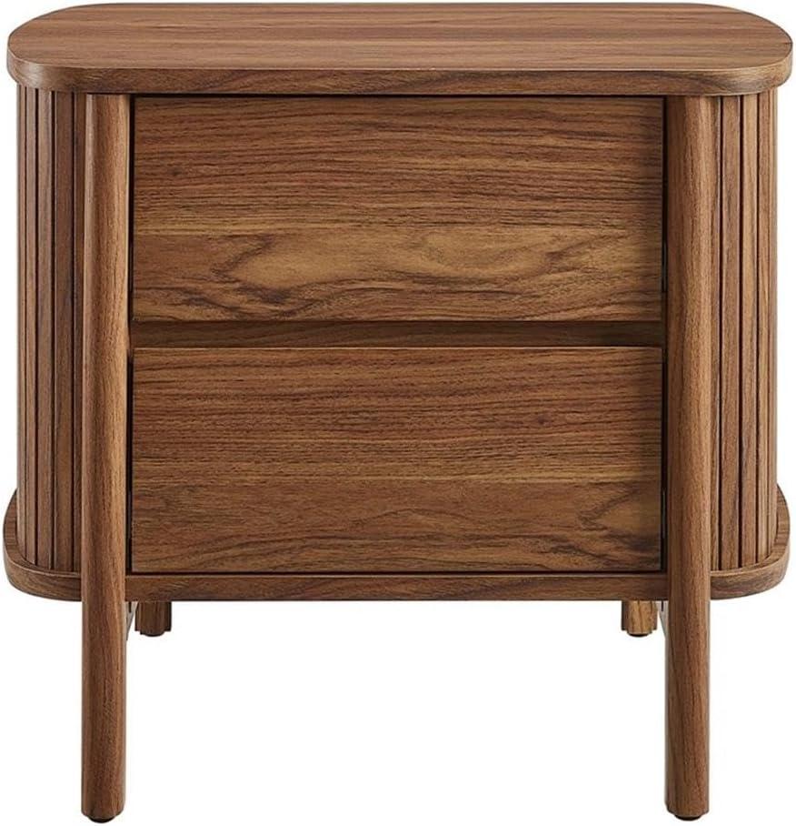 Cadence Walnut 2-Drawer Fluted Nightstand