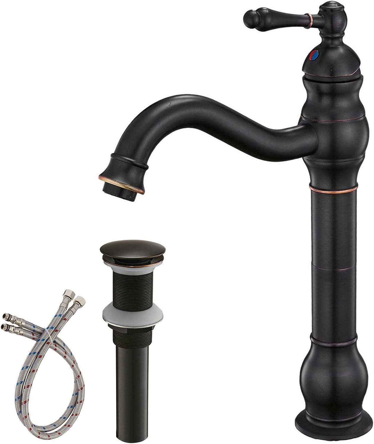 BWE Waterfall Single Hole Single-Handle Vessel Bathroom Faucet With Drain Kit in Oil Rubbed Bronze