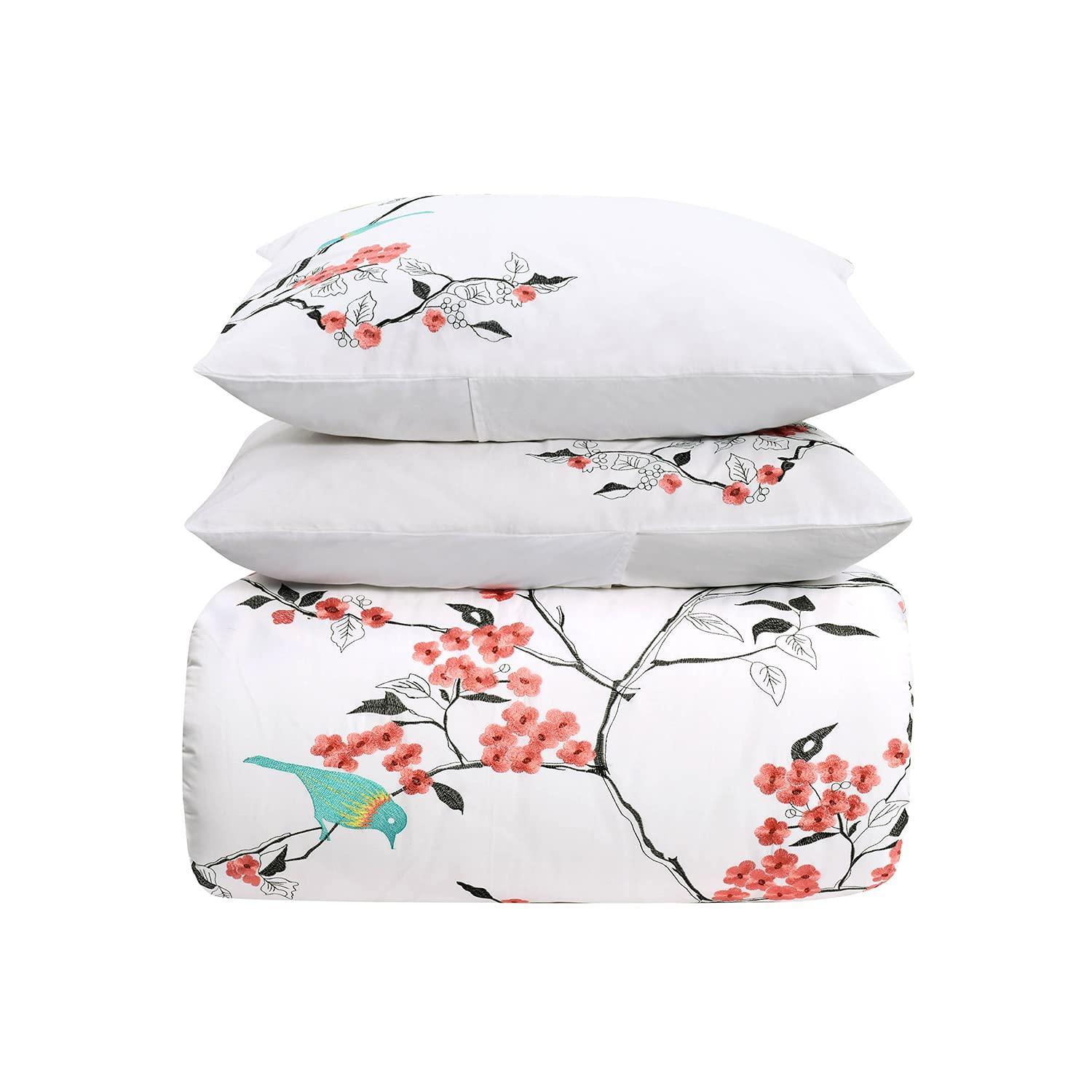 Superior Superior 100% Embroidery 3-Piece Cotton Duvet Cover Set