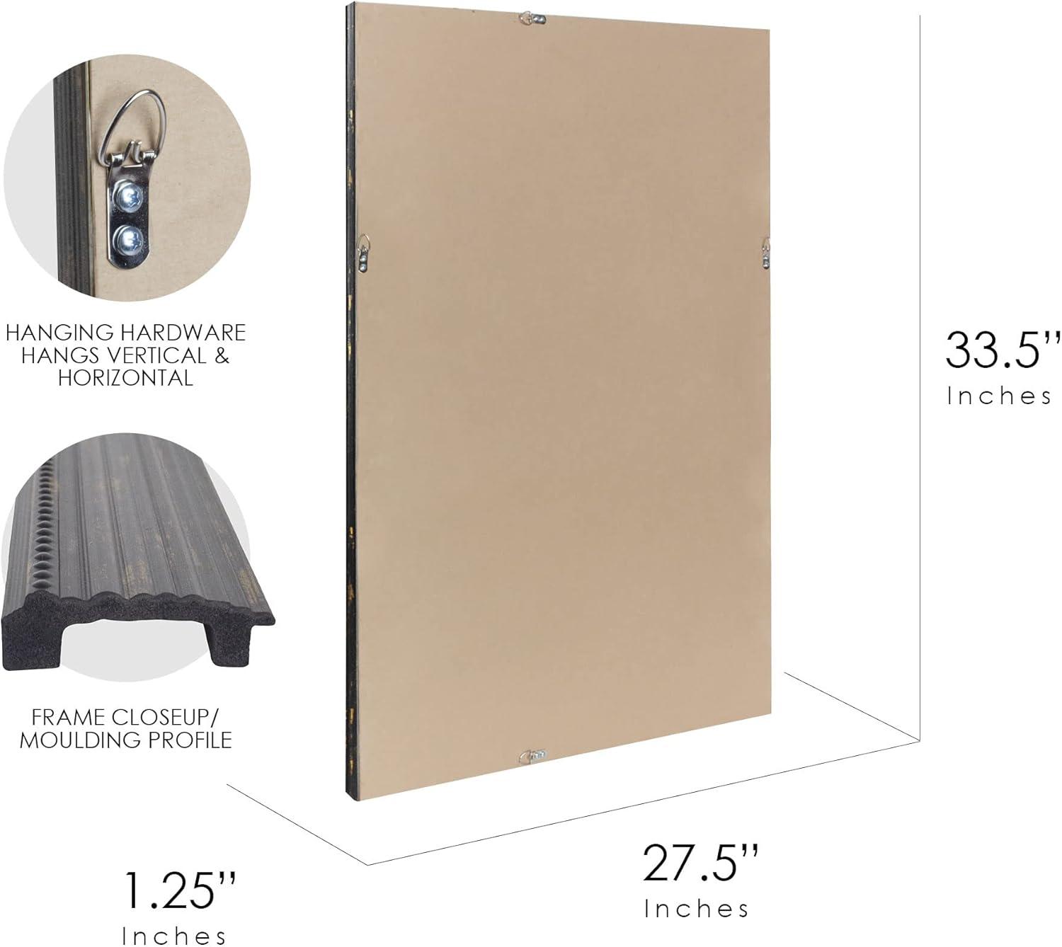 Head West 27.5 x 33.5 Beaded Frame Mirror with Beveled Edge - Black Wash