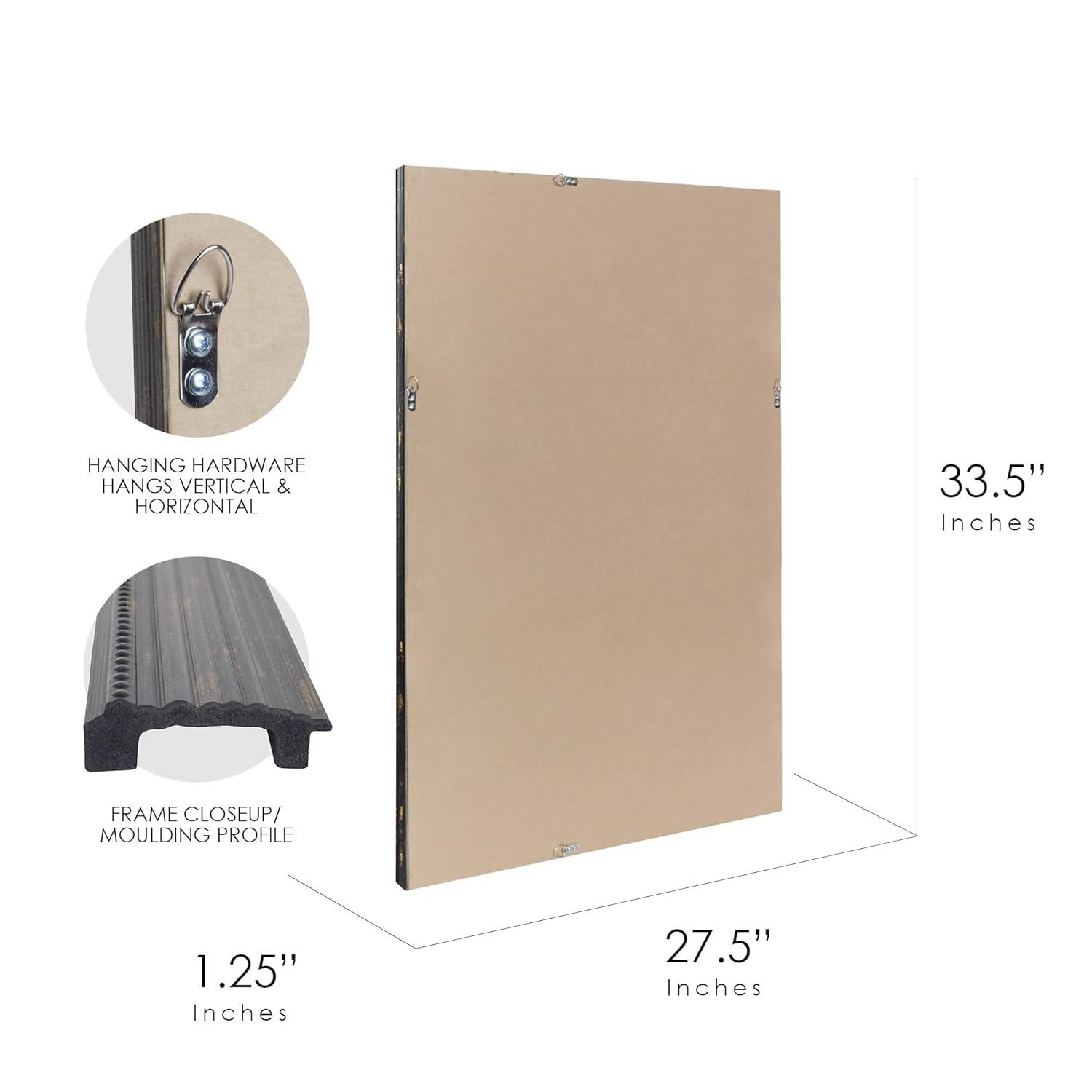 Head West 27.5 x 33.5 Beaded Frame Mirror with Beveled Edge - Black Wash