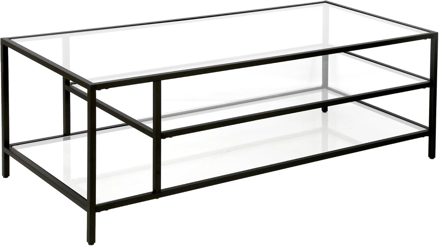 Blackened Bronze Rectangular Glass Cocktail Table