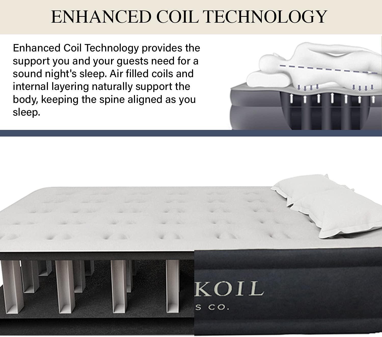 King Koil Queen Black Raised Air Mattress with Pump