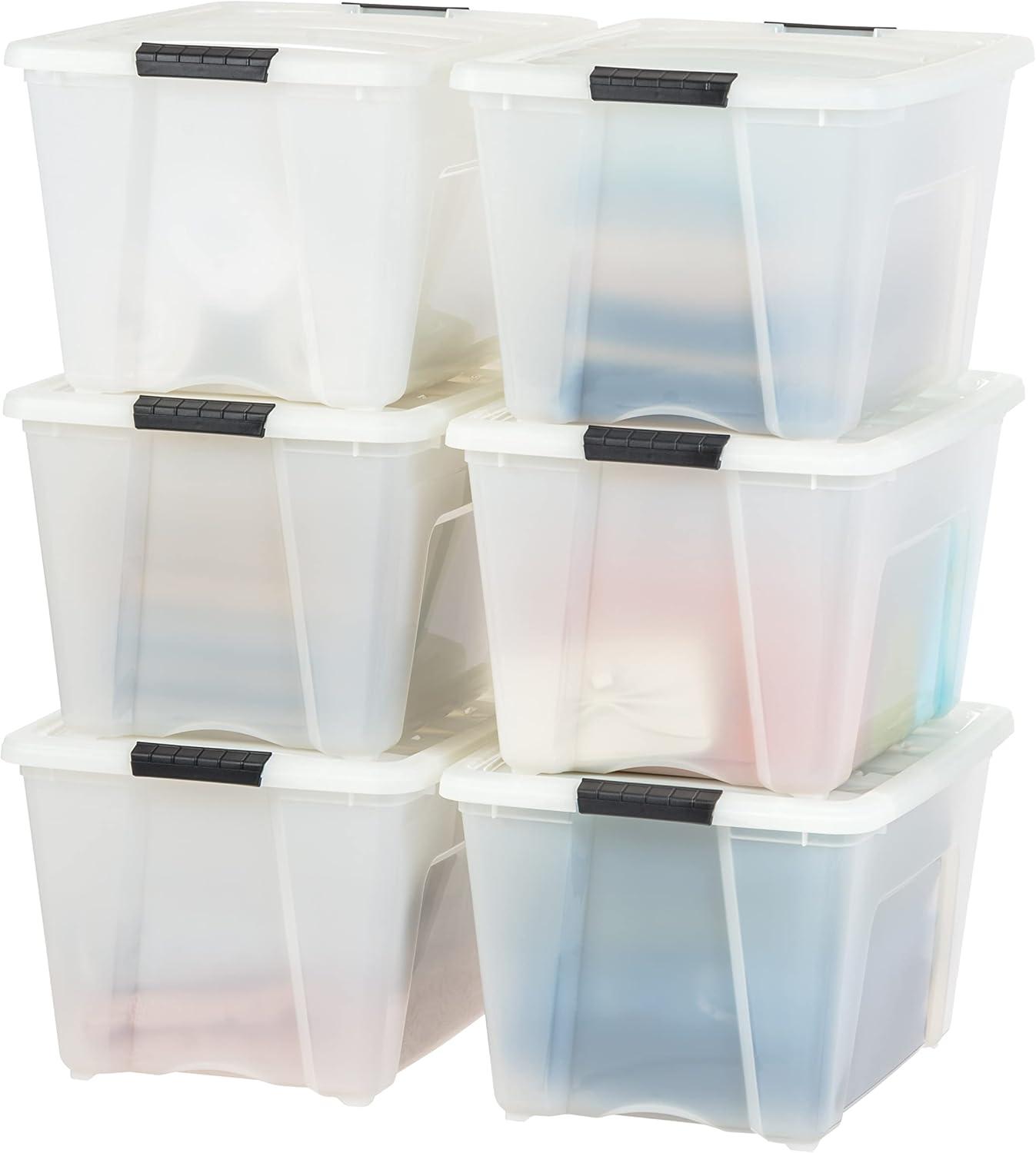 53qt Plastic Storage Bins with Lids and Secure Latching Buckles - 6 Pack