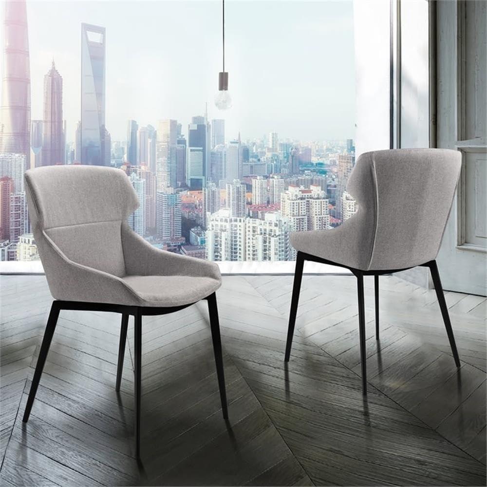 Armen Living Kenna Modern Fabric Dining Chair in Black (Set of 2)