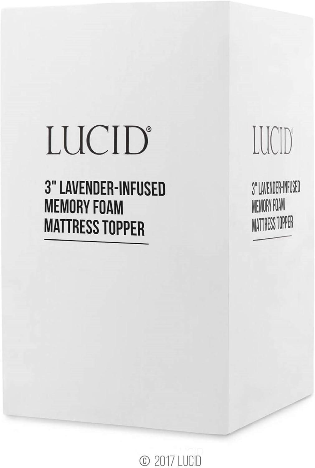 LUCID 3 Inch Lavender Infused Memory Foam Mattress Topper - Ventilated Design - Queen Size