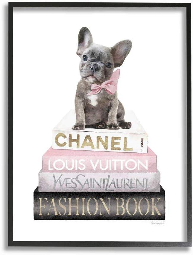 Stupell Industries " Dashing French Bulldog And Iconic Fashion Bookstack "