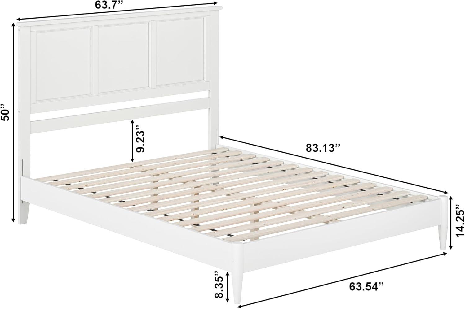 AFI Charlotte Queen Solid Wood Low Profile Platform Bed, White