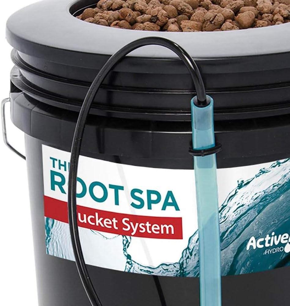 Active Aqua RS5GALSYS Root Spa 5 Gallon Hydroponic Bucket Deep Water Culture Grow Kit System with Multi-Purpose Air Hose and Air Pump, Black