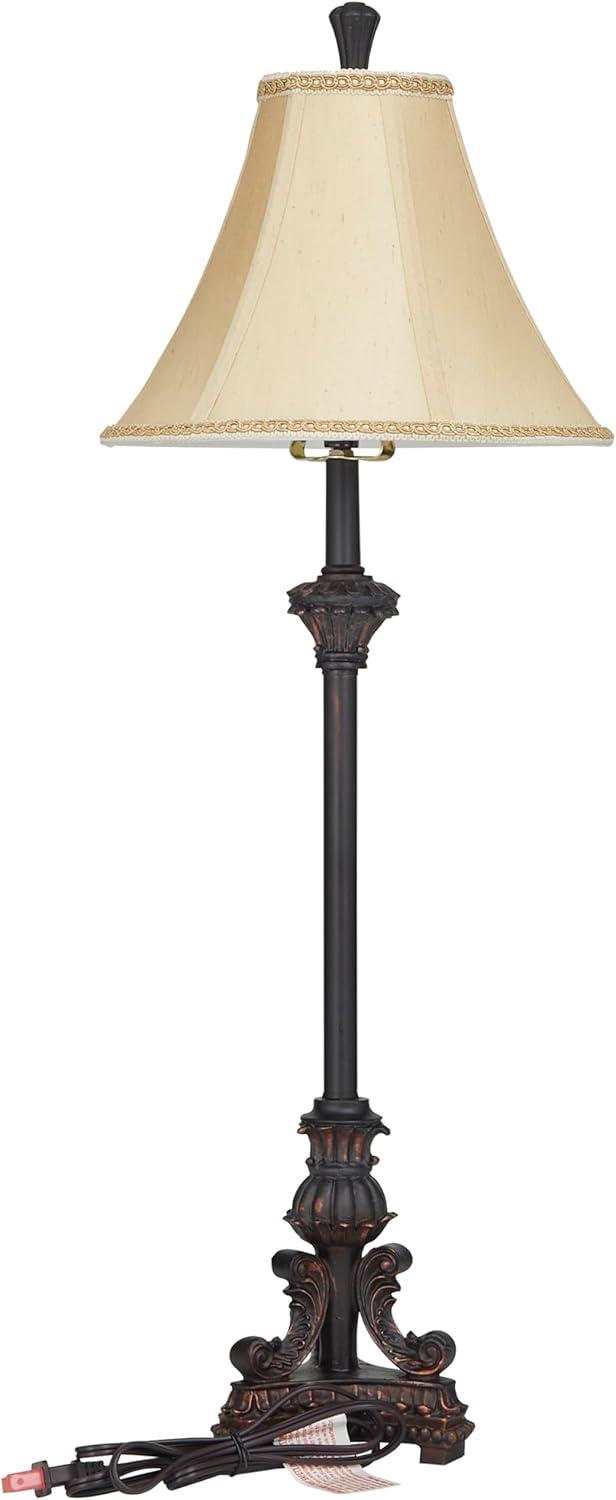 31" Bronze Antique Style Buffet Lamp with Beige Shade