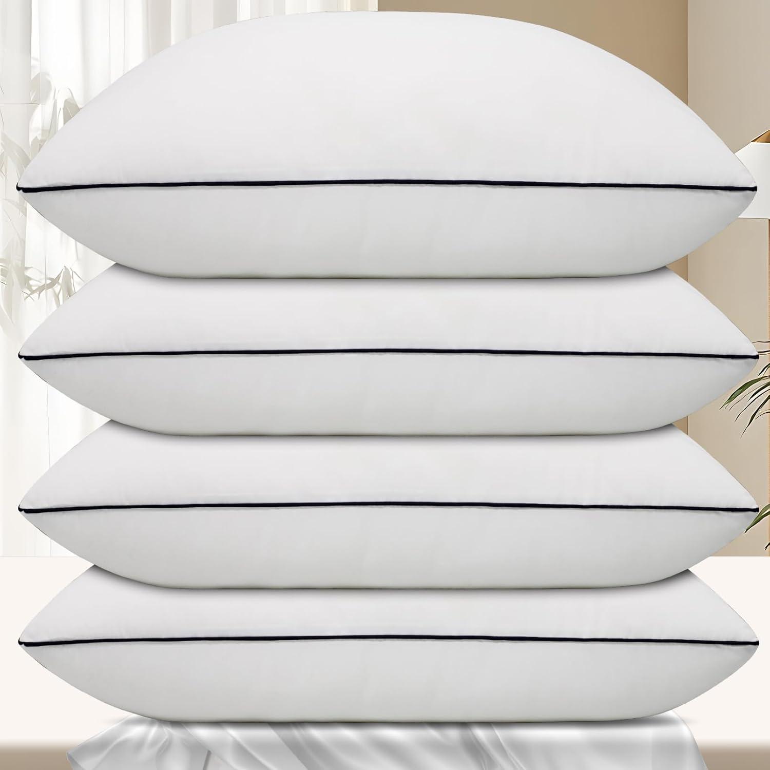 King Size Pillows Set of 4, Cooling and Down Alternative Bed Pillows Set of 4, Supportive Luxury Hotel Pillows for Sleeping，King Pillows Set of 4 for Side and Back Sleepers