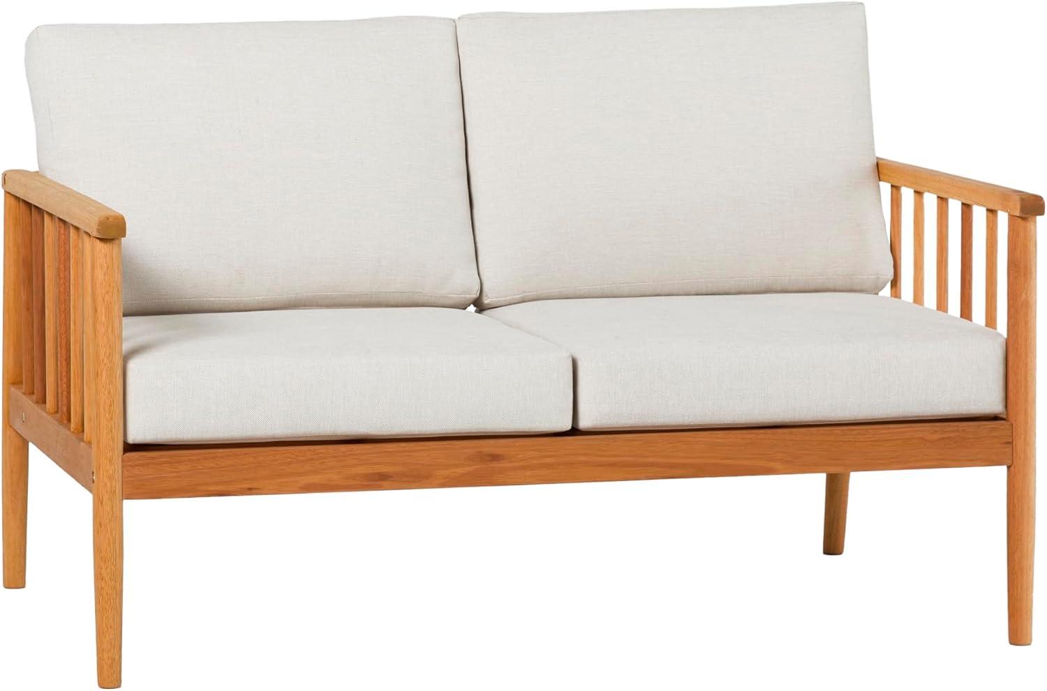 Walker Edison Modern 4-Piece Spindle-Style Eucalyptus Chat Set, Natural