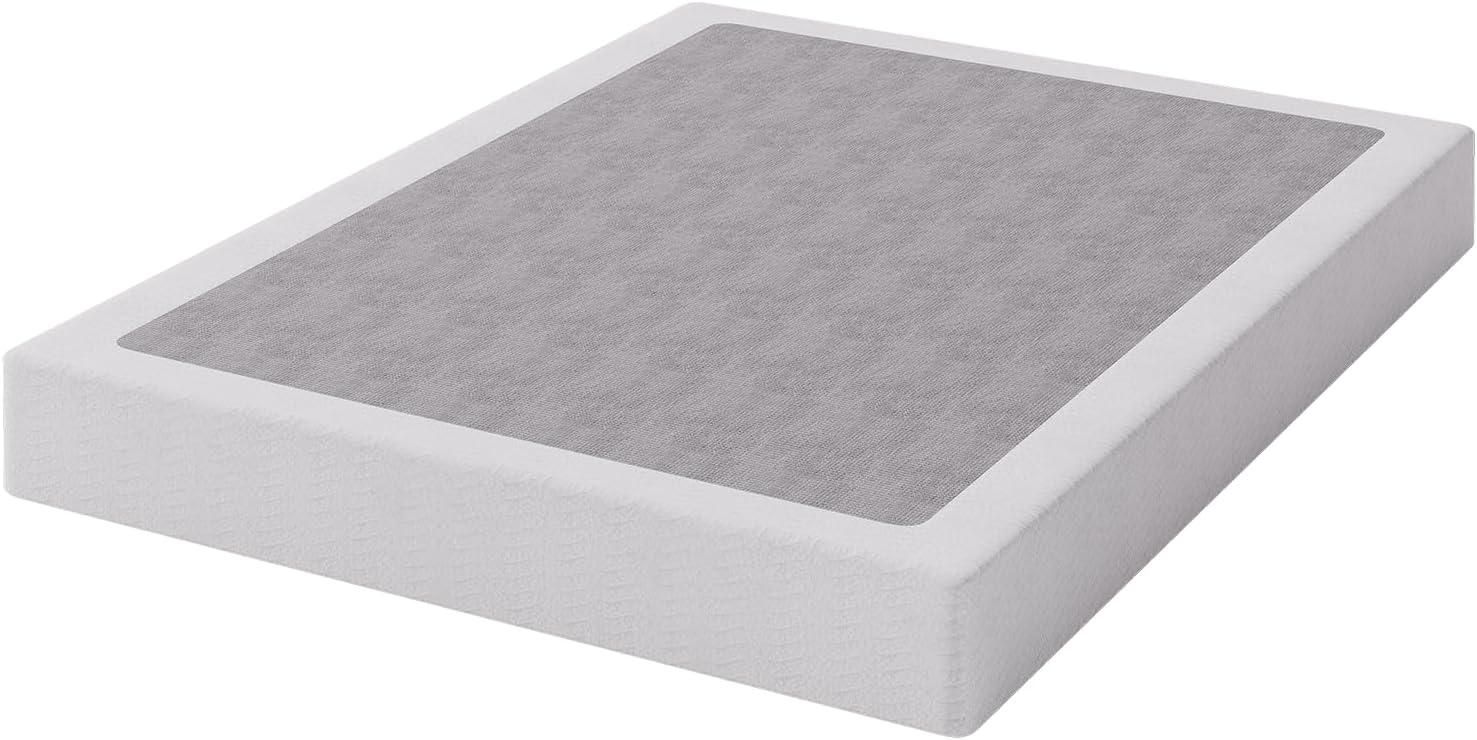 King Size Black Metal Box Spring with Cotton Blend Cover