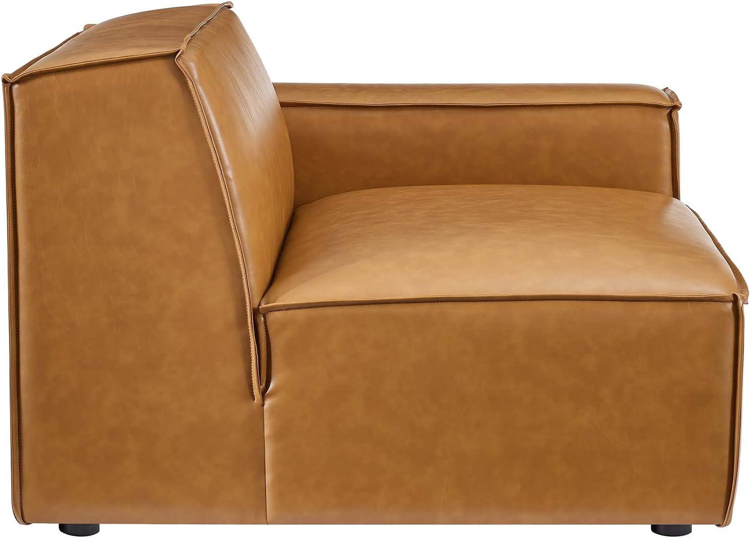 Modway Restore 3-Piece Faux Leather Upholstered Sofa in Tan Finish