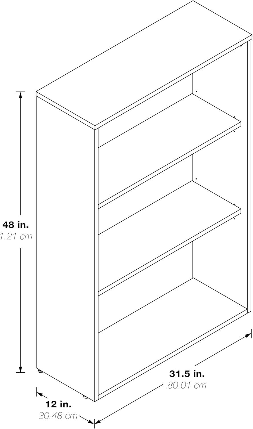 Prado Adjustable 3-Shelf Black Laminate Bookcase, 48" Height