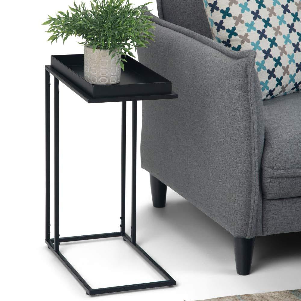 Simpli Home Garner 18"W Metal Mid-Century Modern C Side Table with Removable Tray Top