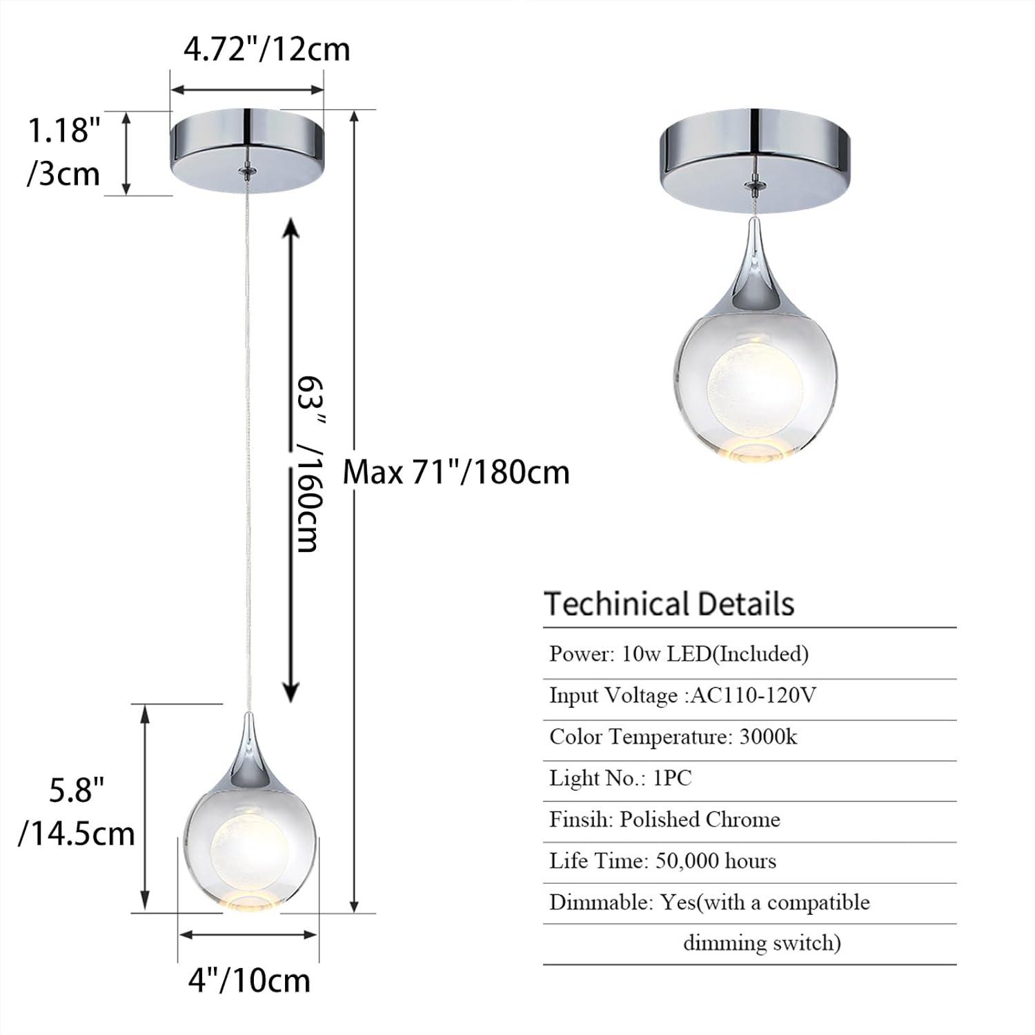 JoollySun Crystal LED Pendant Light: Black Modern Mini Light Fixtures Ceiling Hanging for Kitchen Island Bathroom