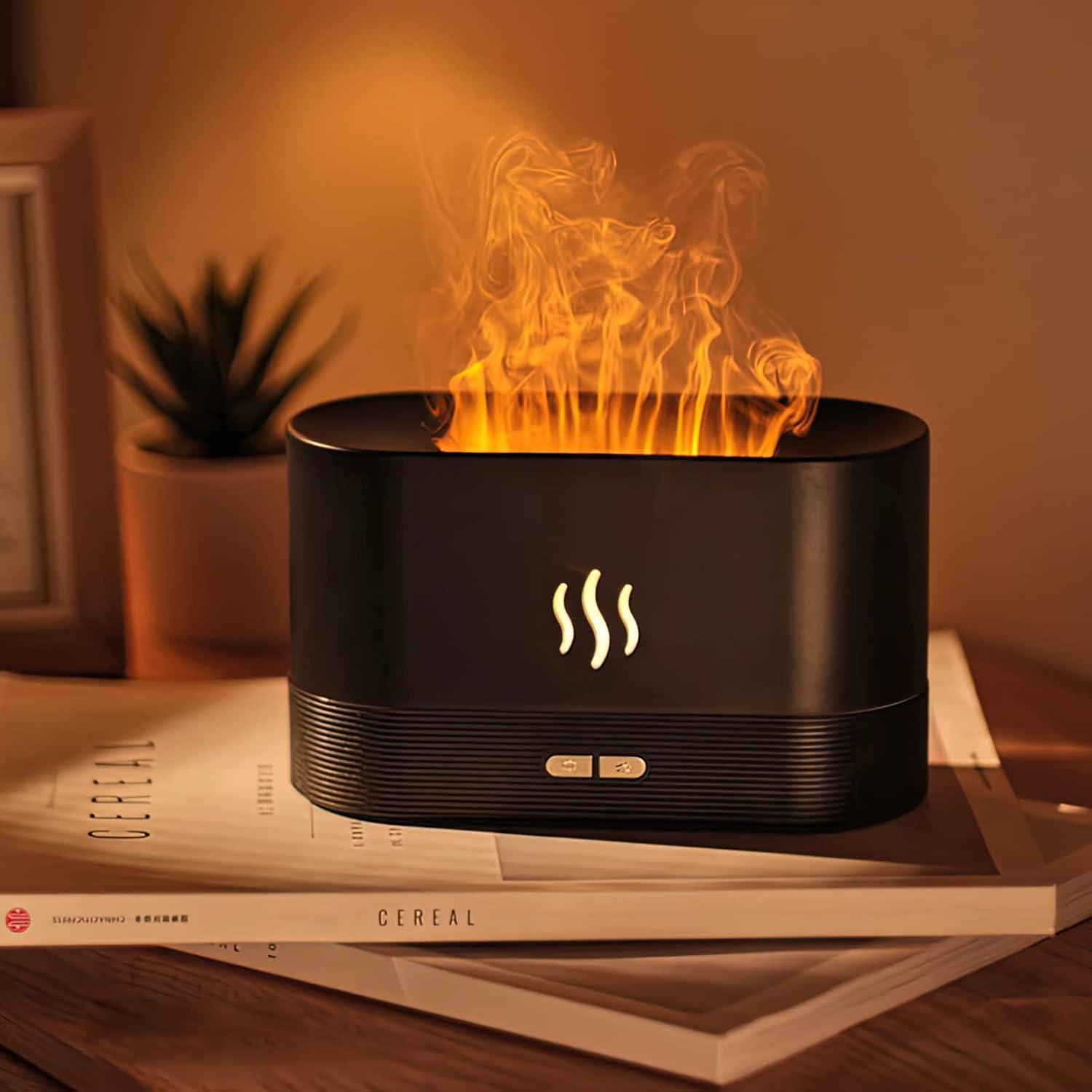 180ml Flame Air Humidifier Essential Oil Diffuser, TSV 3D USB 7 Color Light Aroma Diffuser for Home, Office, Spa, Gym