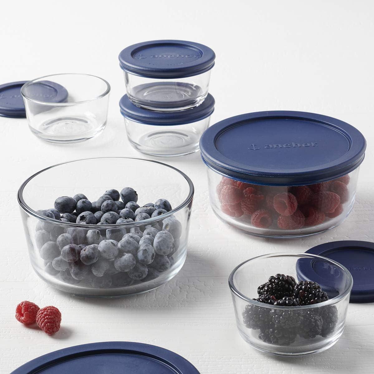 Anchor Hocking 12-Piece Blue Glass Food Storage Set with Clip-On Lids