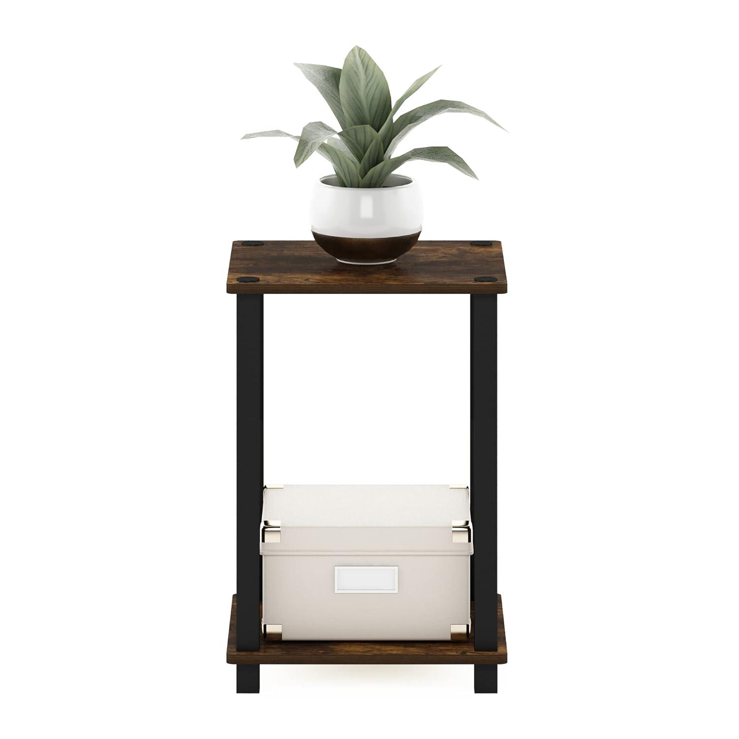 Furinno Simplistic End Table, Small, Amber Pine/Black
