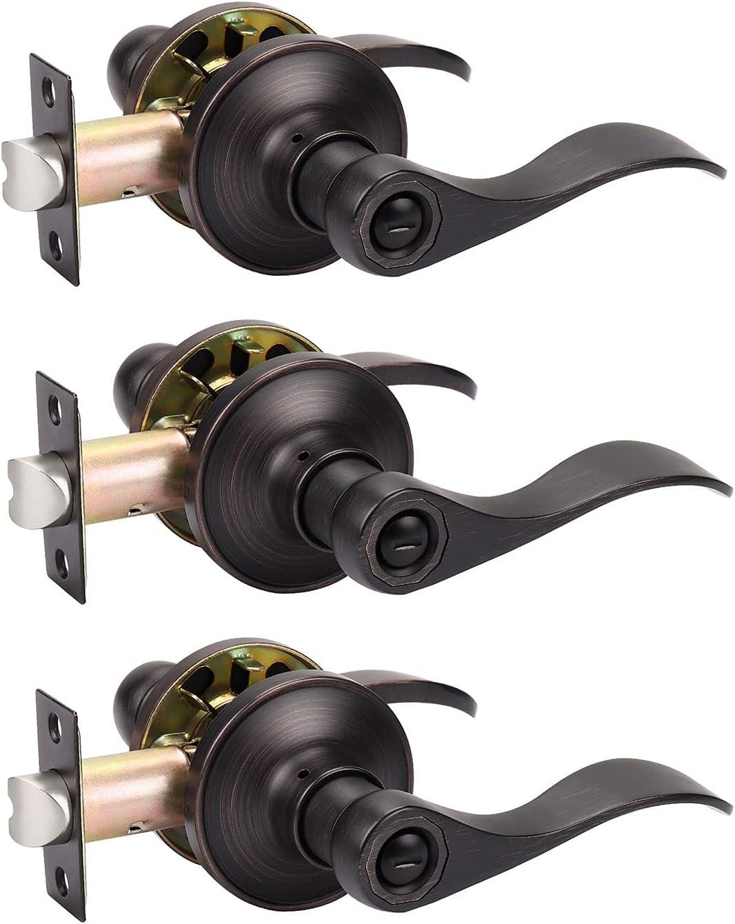 Oil Rubbed Bronze Modern Key Lock Door Lever Set