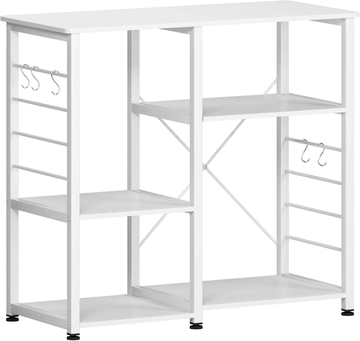 DlandHome Microwave Cart Stand 35.4 inches, Kitchen Baker's Rack Utility Storage Shelf Microwave Stand 3-Tier x 3-Tier for Spice Rack Organizer Workstation Shelf, Vintage