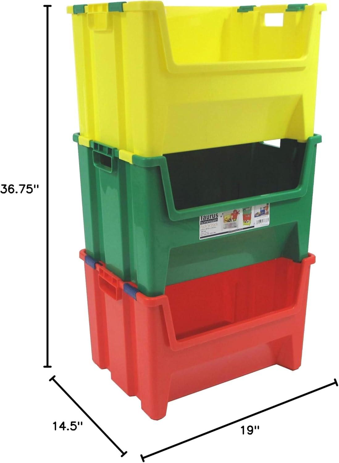 Pack 'N' Stack Set, Three 13 Gallon Stackable Bins