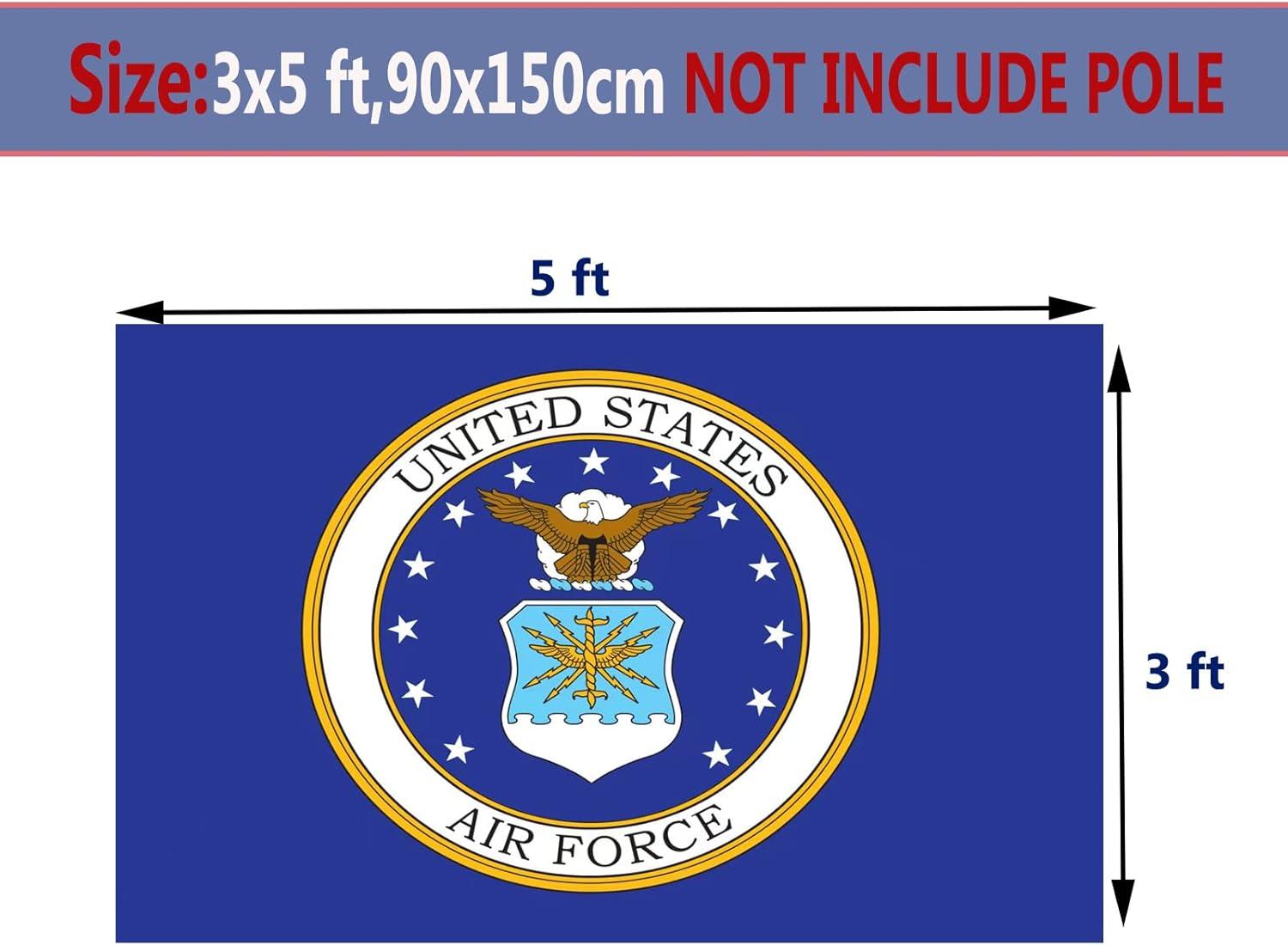 DANF Military Flag for US Air Force USAF Double Sided 3 Ply 3x5 Outdoor Banner, Heavy Duty Double Stitched Vivid Color Decoration with Brass Grommets