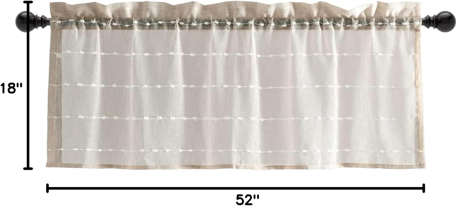 Neutral Textured Sheer Rod Pocket Window Valance 52"W x 18"L