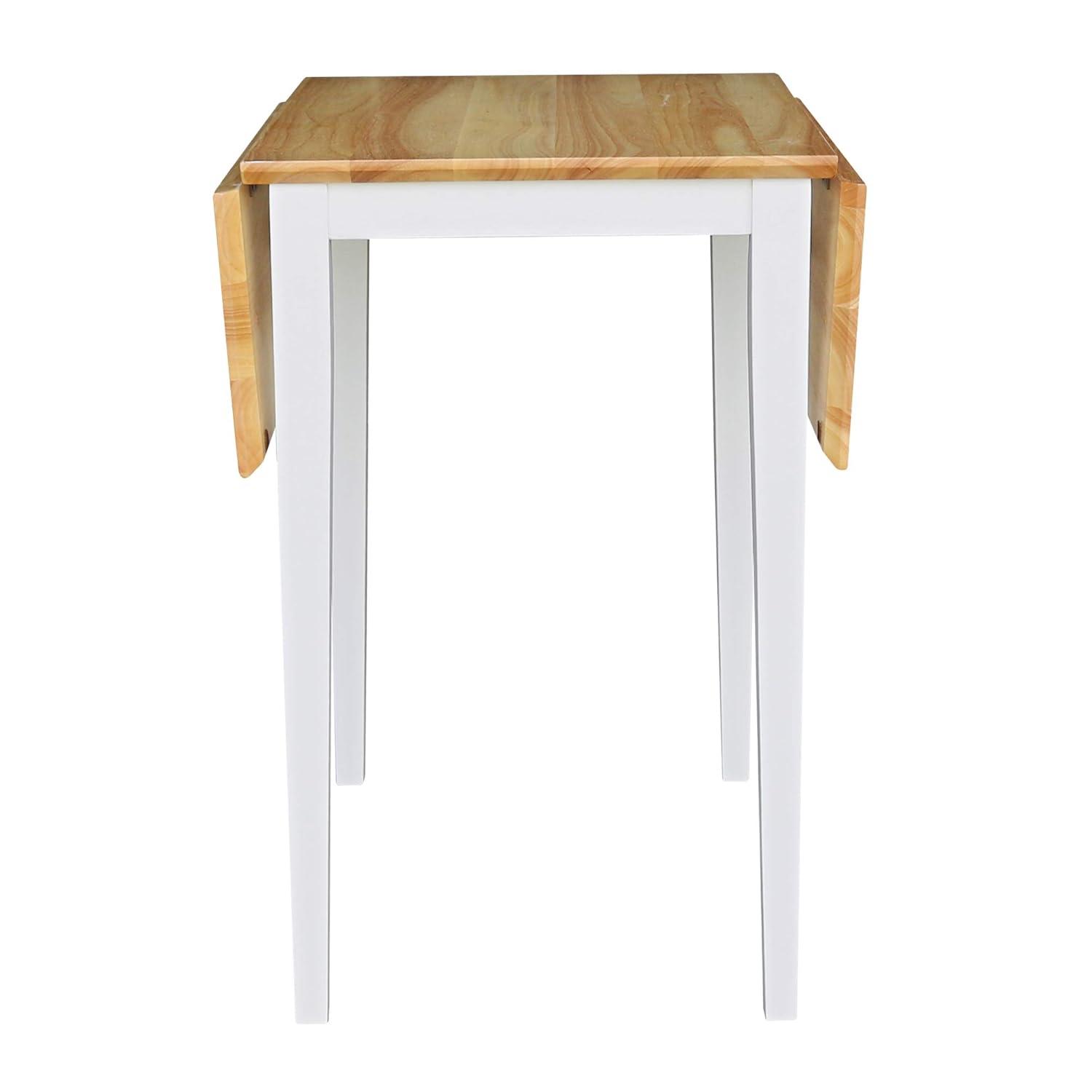 Tate Drop Dining Table White/Natural - International Concepts: Hardwood, Dual 9-inch Leaves, Seats 4
