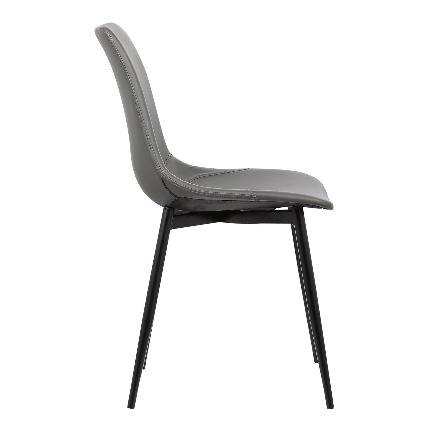 Monte Contemporary Dining Chair Faux Leather with Black Powder Coated Metal Legs - Armen Living