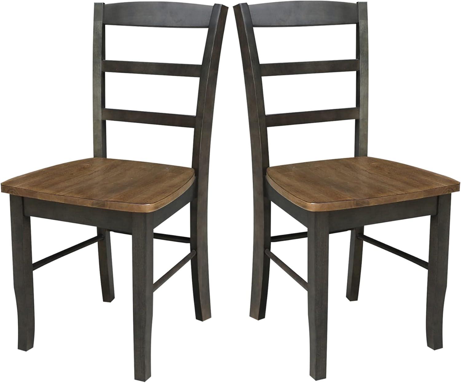 Set of 2 Madrid Ladderback Chairs Hickory/Washed Coal - International Concepts: Solid Wood, Unupholstered