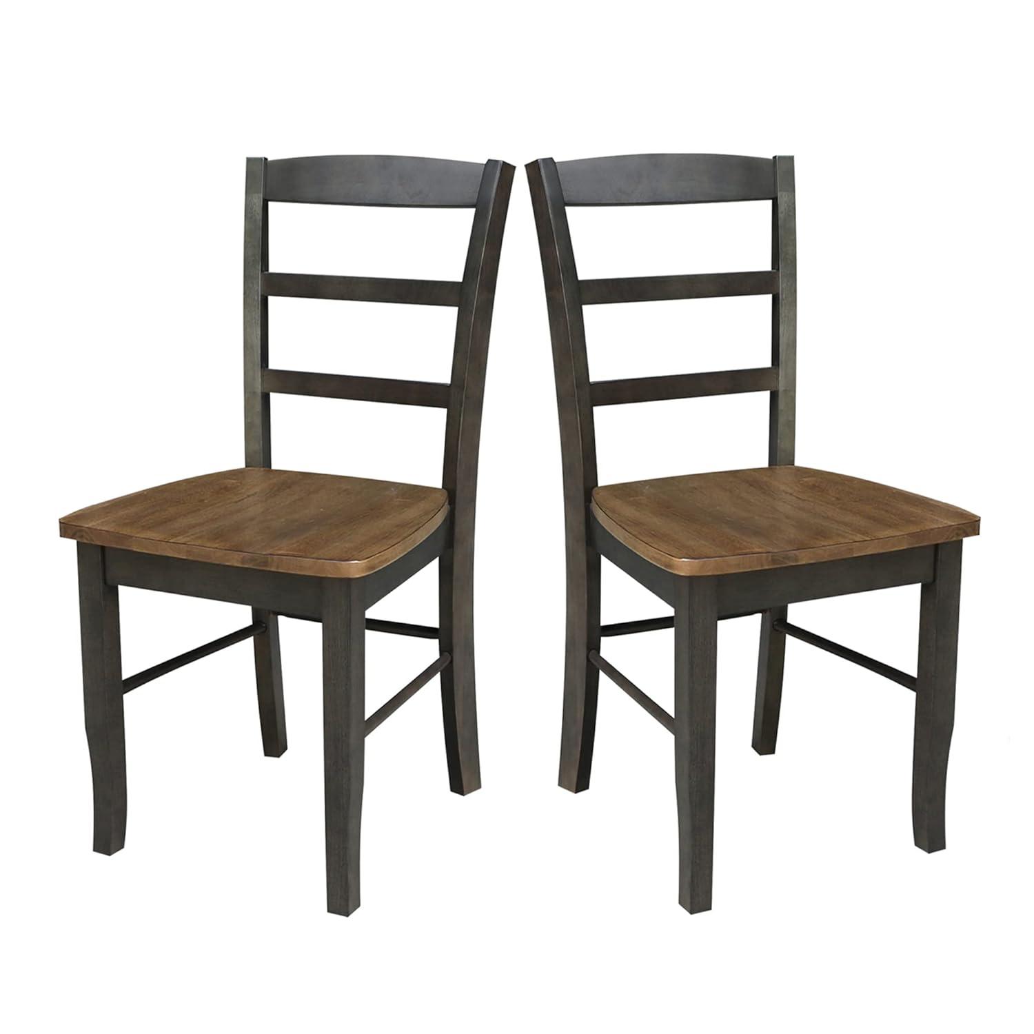 Set of 2 Madrid Ladderback Chairs Hickory/Washed Coal - International Concepts: Solid Wood, Unupholstered