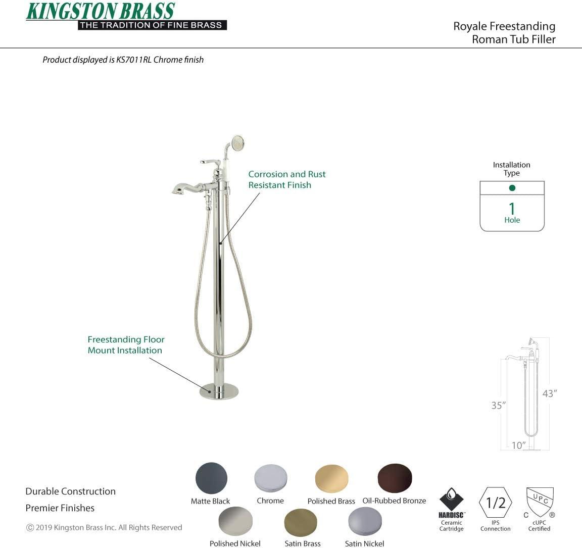 Kingston Brass Royale Single-Handle 1-Hole Freestanding Tub Faucet with Hand Shower