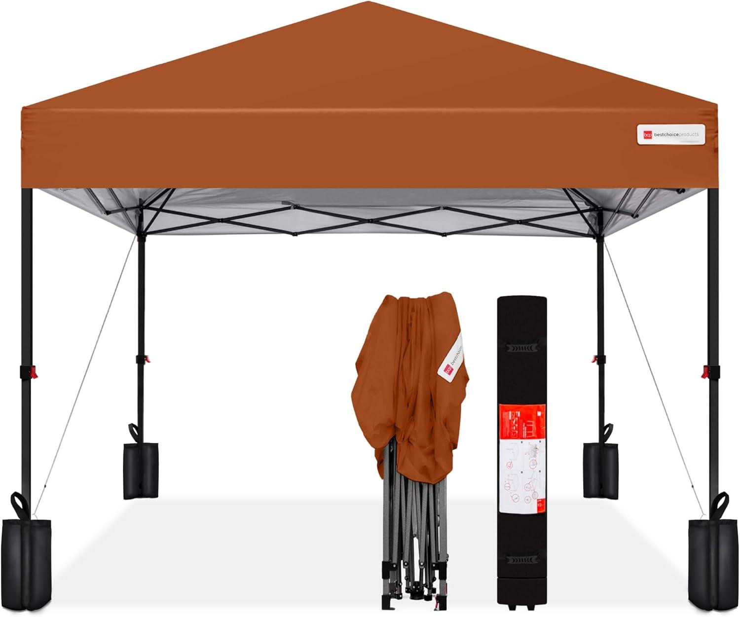 Best Choice Products 10x10ft Easy Setup Pop Up Canopy w/ 1-Button Setup, Wheeled Case, 4 Weight Bags