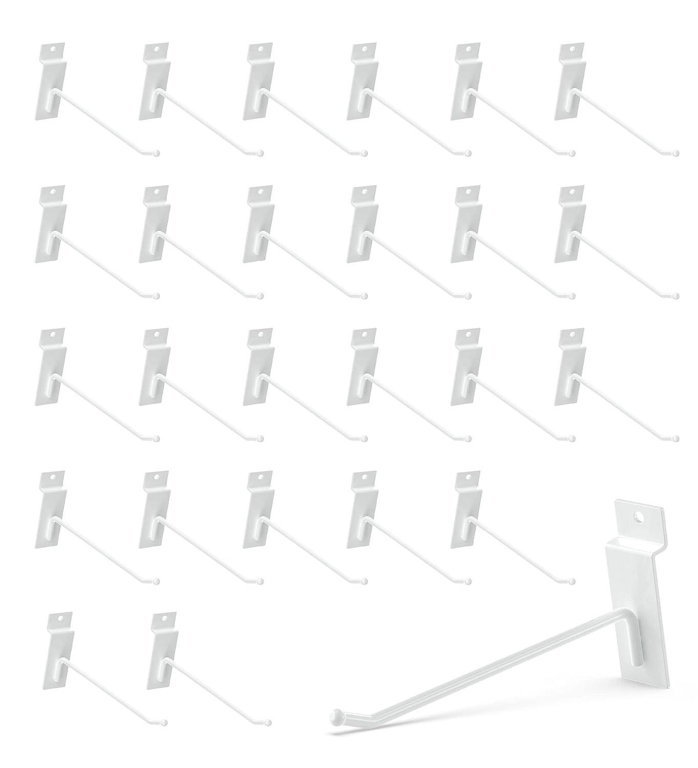 POETISKE Slatwall Hooks 32PC 8inch Slatwall Accessories Garage Organization Heavy Duty Pegboard Gridwall Display Hooks for Retail White