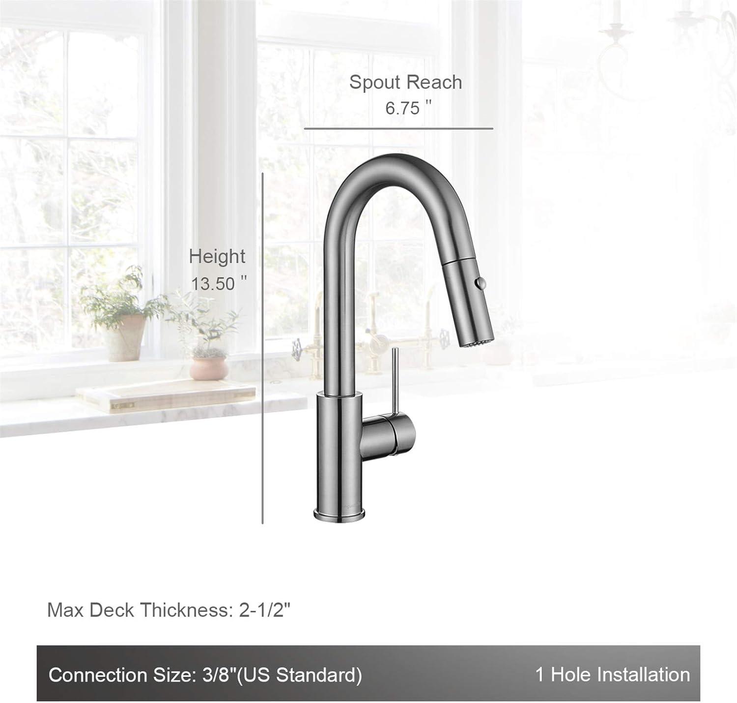 Brushed Nickel Bar Faucet with Pull-Down Sprayer