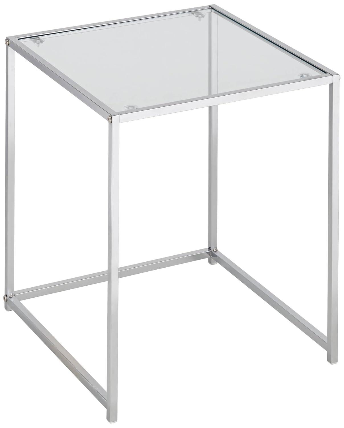 Rodney Chrome and Clear Glass Nesting Accent Tables Set of 2