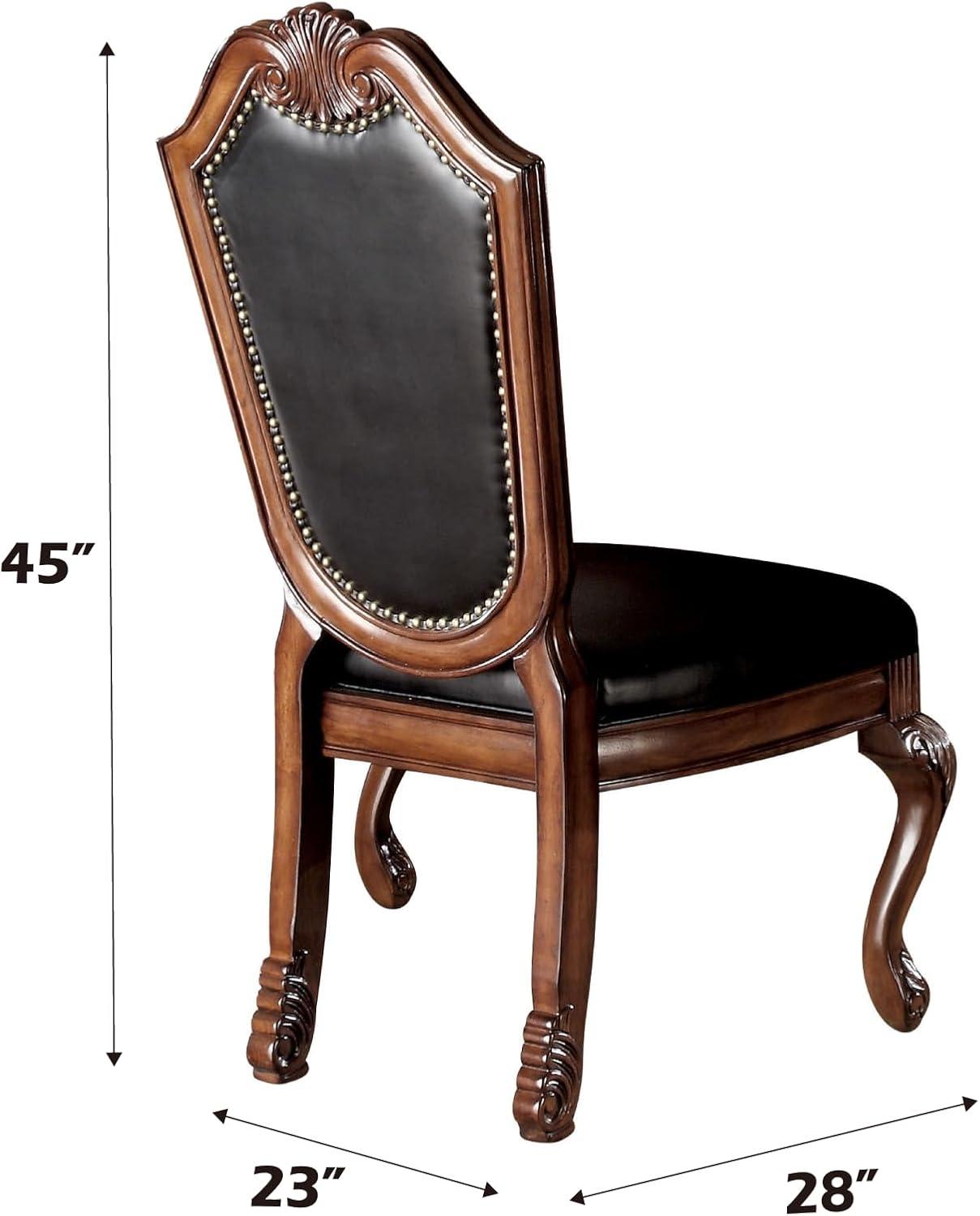 Chateau De Ville 23" Dining Chairs Black and Cherry - Acme Furniture: Elegant Nailhead Trim, High Backrest, PU Leather