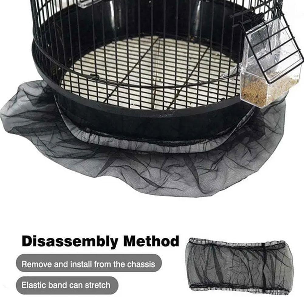 1Pc Black Small Bird Cage Cover,Small Birdcage Seed Catcher Guard Net Cover,Nylon Pet,Airy Gauze Birdcage Accessories Mesh Net,Dust,Bonsai Protection Pet Supplies
