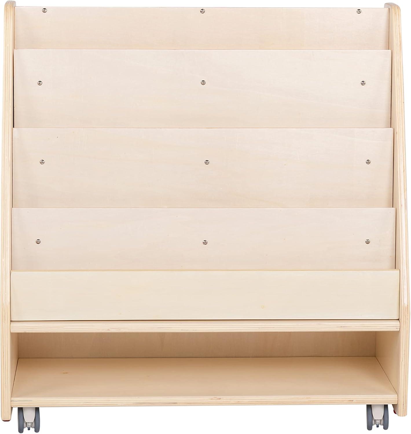 Angeles Birch Mobile 4-Shelf Book Display with Storage - RTA