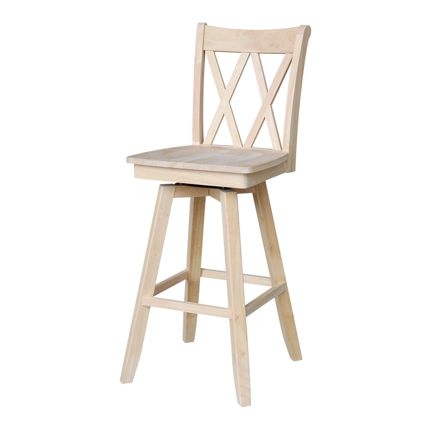 International Concepts Double "X" Back Bar Height Stool - With Swivel 30" Seat Height