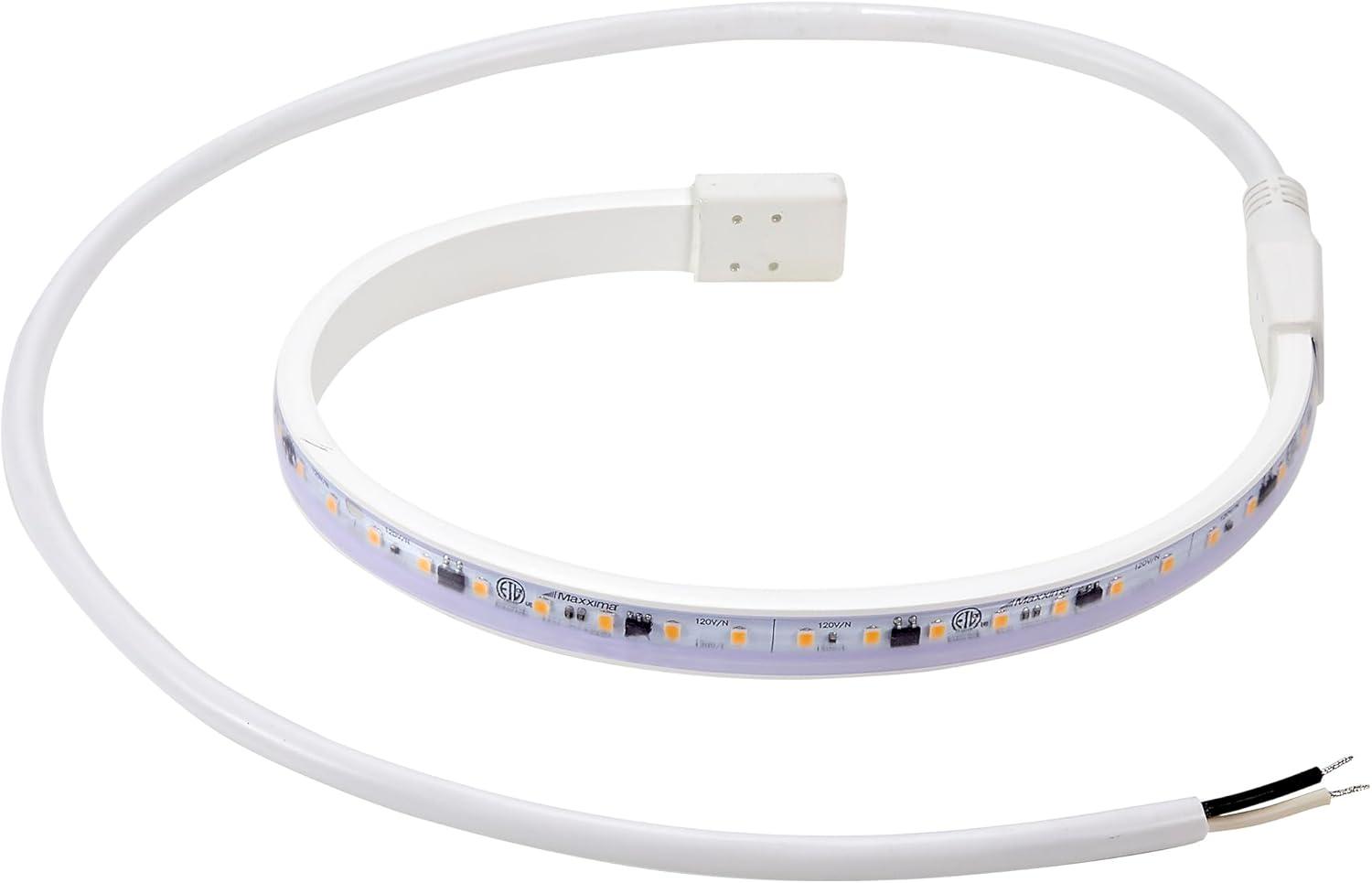 Maxxima 18 in. LED Under Cabinet Strip Light, Hardwired, 690 Lumens, 3000K Warm White, White, 120V Cove Light