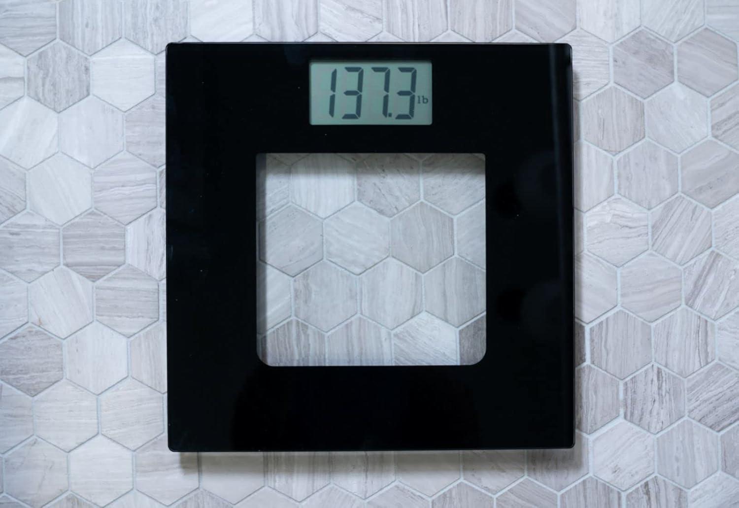 Extra Wide Black Glass Talking Digital Bathroom Scale