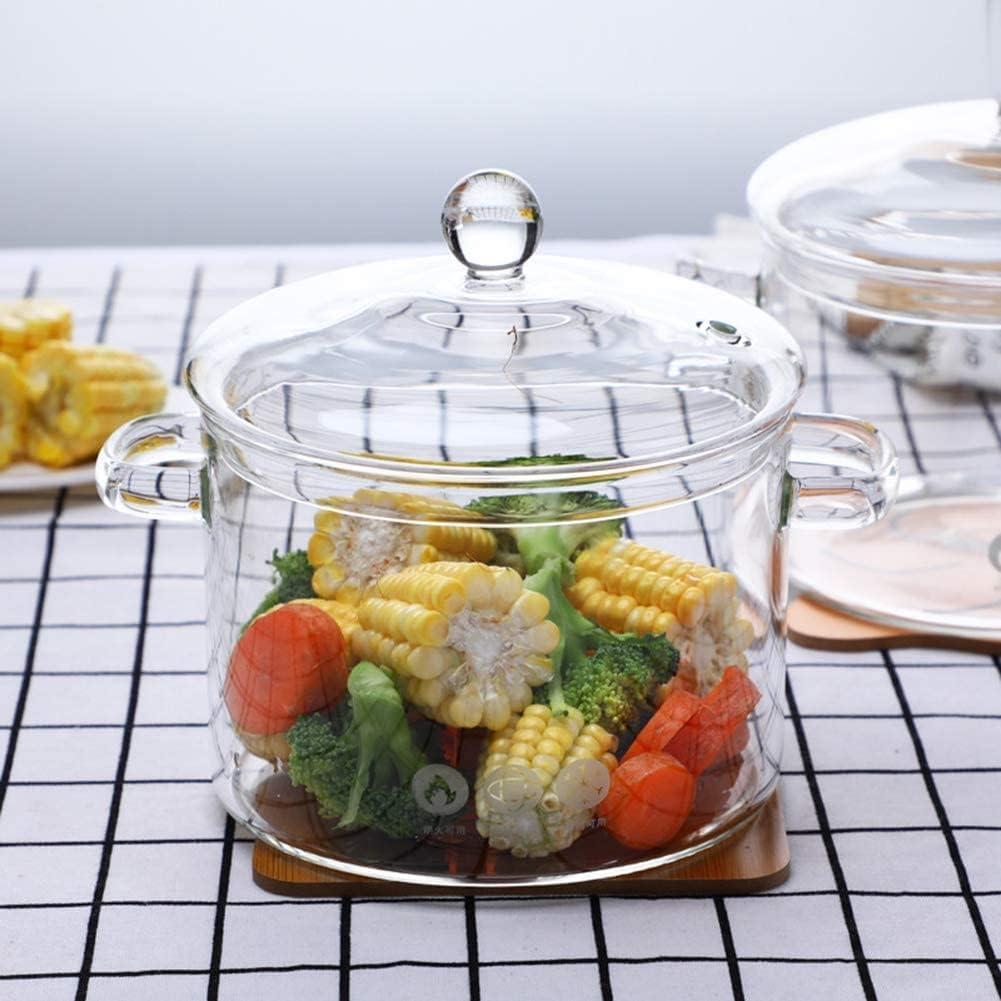 Ghojet Glass Saucepan with Lid 50oz Glass Cooking Pot Non-Stick Stovetop Saucepan Heat Resistant Glass Cookware Pot High Borosilicate Glass Stovetop Pot Even Heating for Soup Sauce Stew