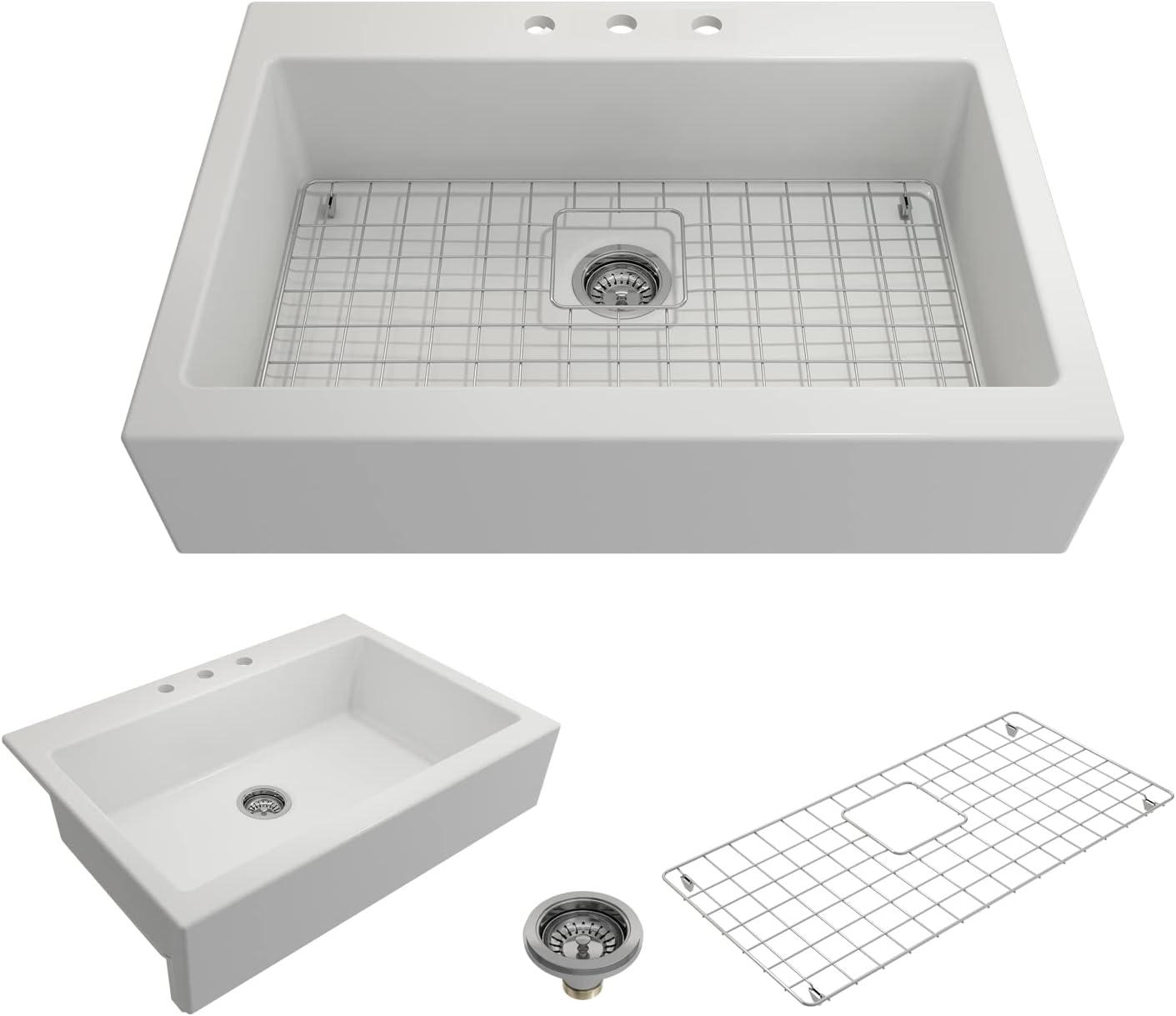 Matte White Fireclay Farmhouse Single Bowl Kitchen Sink