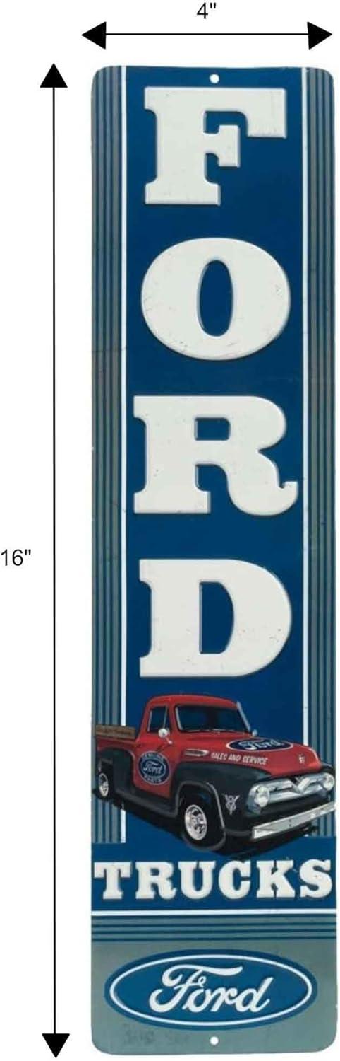 Ford Trucks Vertical Embossed Metal Sign - Vintage Ford Sign for Garage or Man Cave