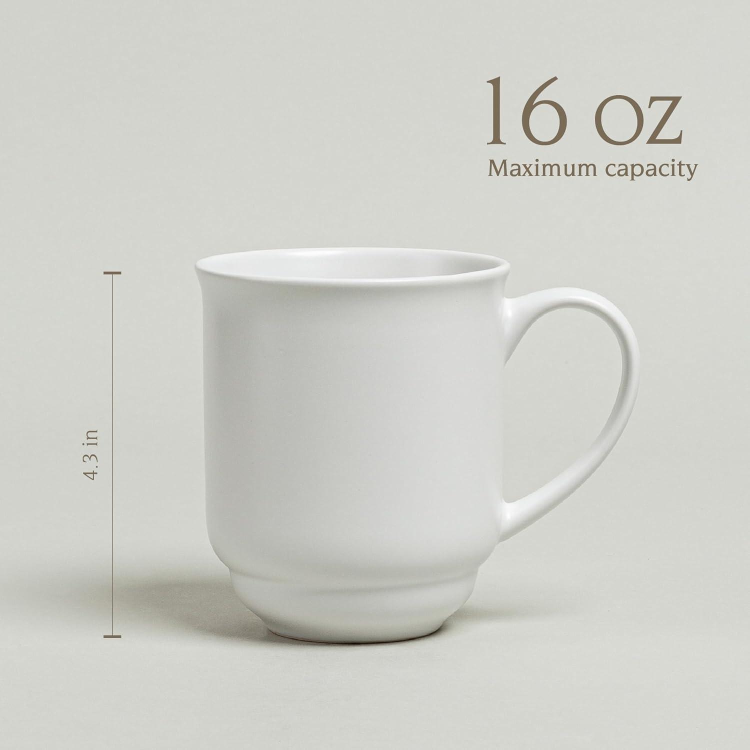 over&back Rimmed 16oz Semi-Matte Hand-Finished Stoneware Mugs, Set of 4