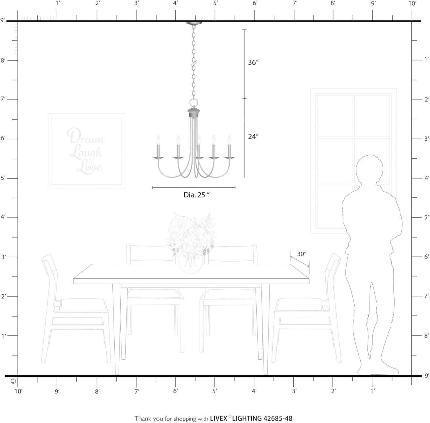 Estate Bronze 5-Light Classical Chandelier with Candelabra Base